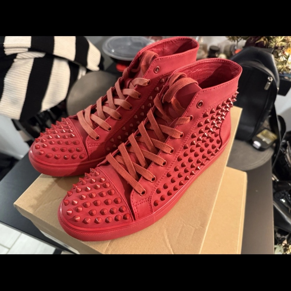 Steve Madden Red Studded High-Top Sneakers - Men